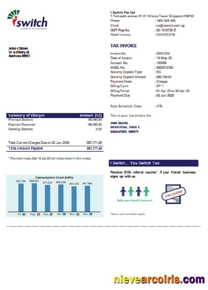 Singapore I Switch electricity utility bill